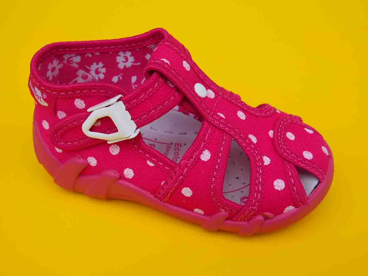 Detské sandálkové papučky Renbut - ružové s bodkami ORTO