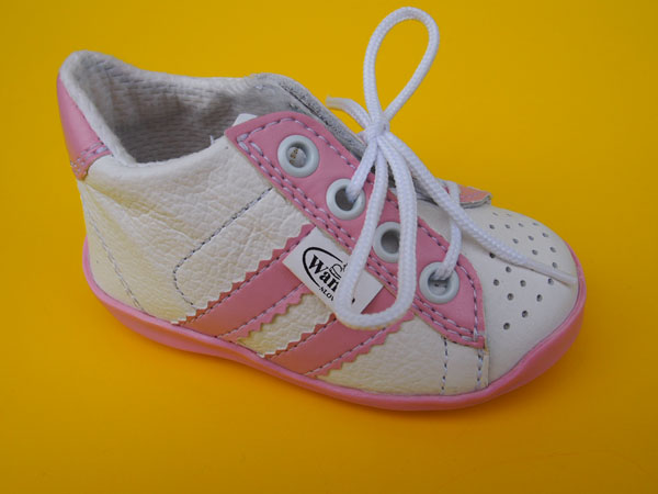 Detské kožené topánky Wanda 019V 102828 bielo-ružové