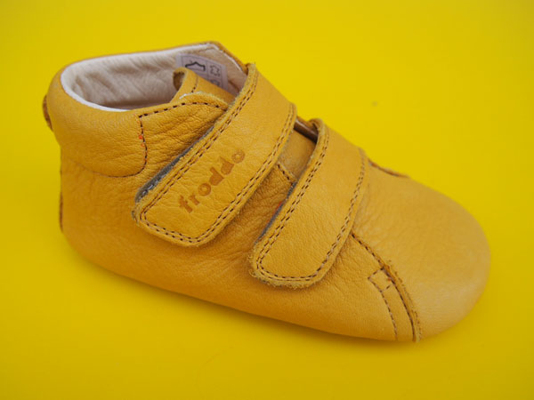 Detské kožené topánočky Froddo Prewalkers G1130011-16L dark yellow BAREFOOT