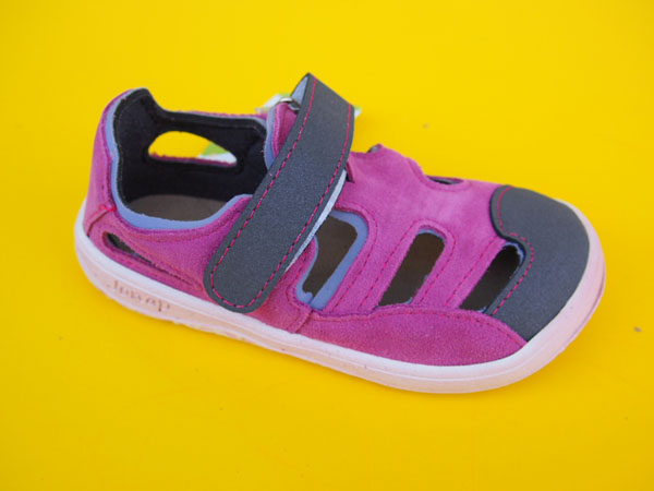 Detské kožené sandálky Jonap - Danny ružová BAREFOOT