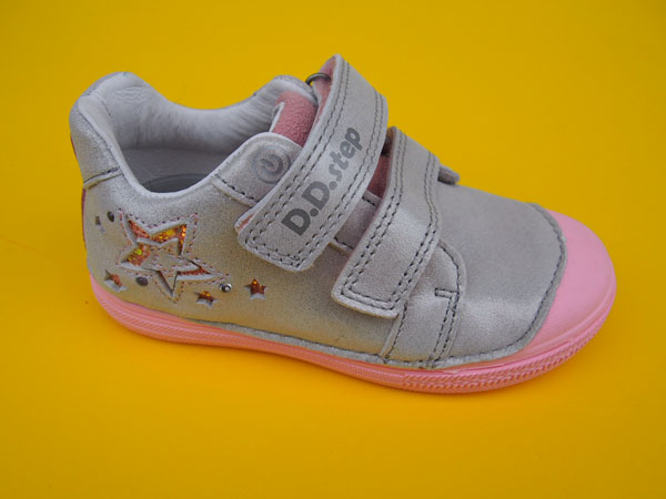 Detské kožené topánky D.D.Step S049 - 329 grey  BLIKAJÚCE