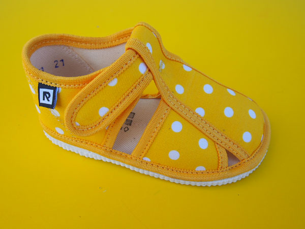 Detské papučky Rak 100015-3 žlté s bodkami