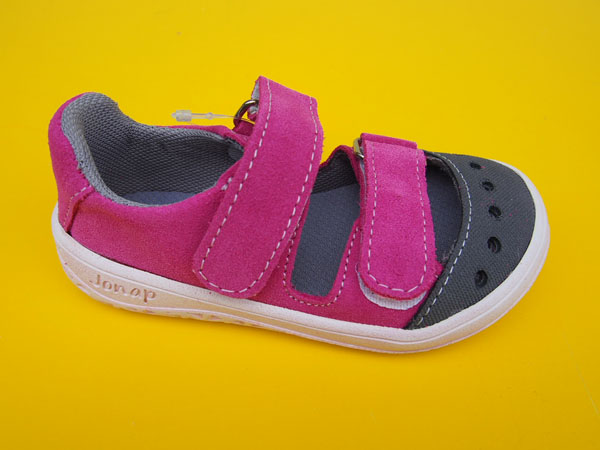 Detské kožené sandálky Jonap - Fella ružové BAREFOOT
