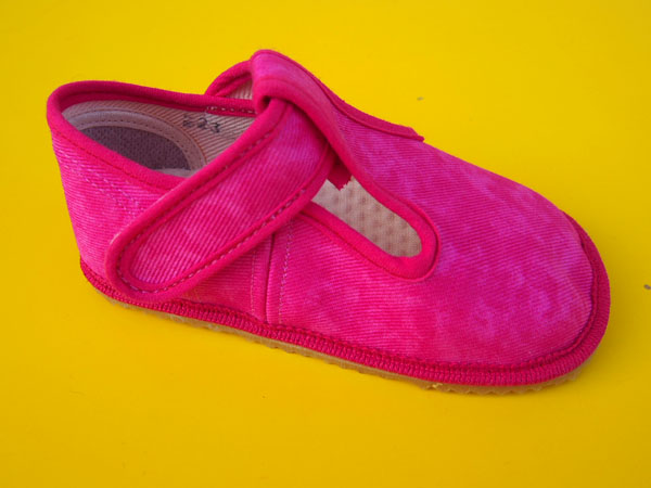 Detské barefoot papučky Beda - ružové batikované BAREFOOT