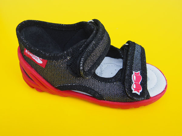 Detské sandálky Renbut - čierny brokát ORTO