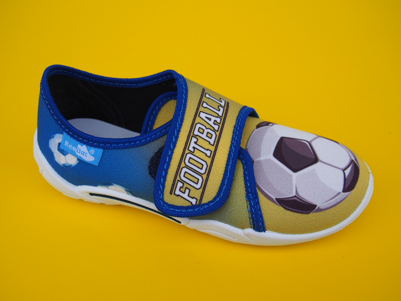 Detské papučky Renbut - žlté futbal ORTO