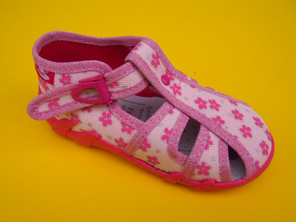 Detské papučky Renbut - ružové s kvietkami ORTO