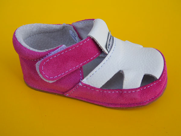 Detské kožené barefoot sandálky Pegres C1096 ružové BAREFOOT