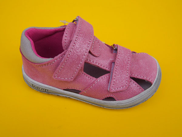 Detské kožené barefoot sandálky Jonap - B8 ružové BAREFOOT