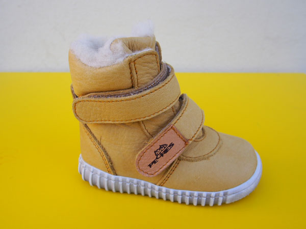 Detské kožené zimné topánky Pegres B1706 žlté