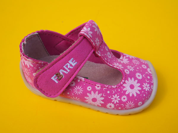 Detské sandálky Fare Bare 5062252 ružové s kvietkami BAREFFOT