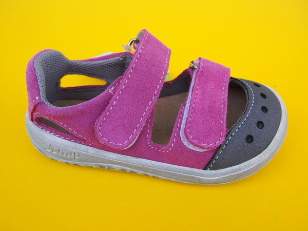 Detské kožené sandálky Jonap - Fela ružová BAREFOOT