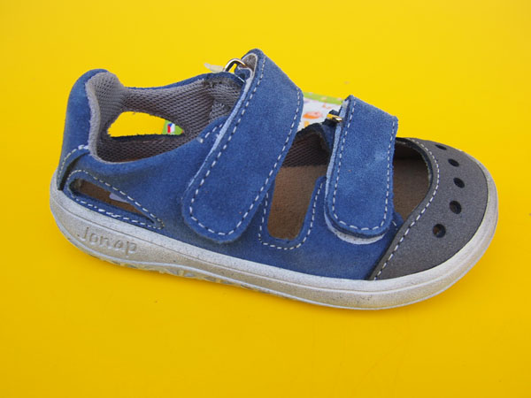Detské kožené sandálky Jonap - Fela modrá BAREFOOT
