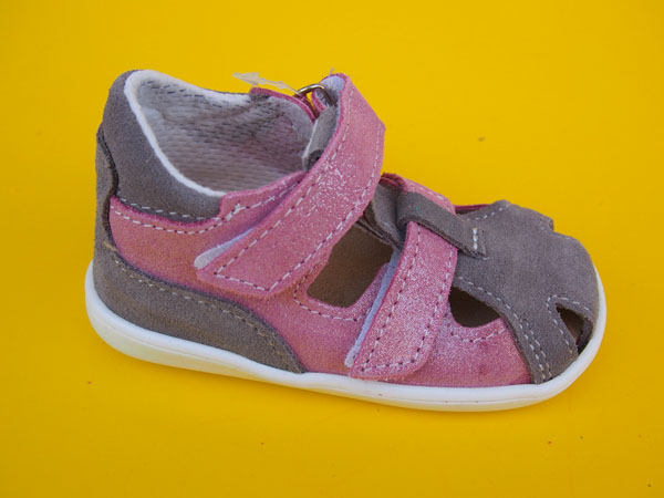 Detské kožené sandálky Jonap - 041s šedoružová devon BAREFOOT