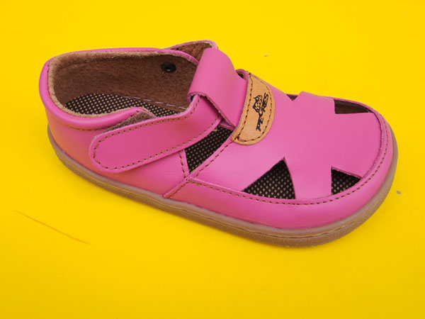 Detské kožené sandálky Pegres BF50 ružové BAREFOOT