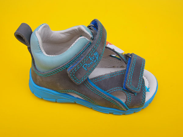 Detské kožené sandálky Ponté DA05-1-159A dark grey