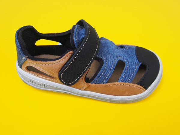 Detské kožené sandálky Jonap - Danny rifľová BAREFOOT