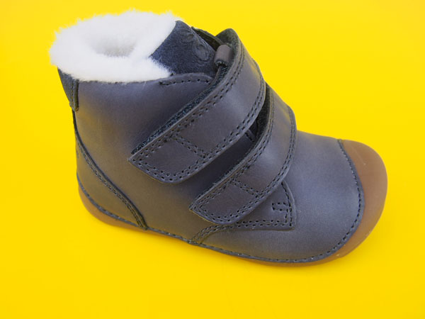 Detské kožené zimné topánky Bundgaard BG303201DG Navy BAREFOOT