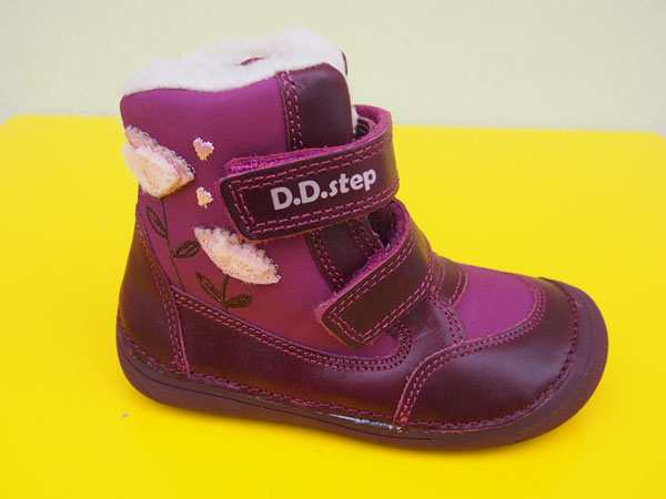 Detské kožené zimné topánky D.D.Step W063 - 710 red BAREFOOT