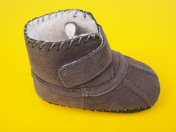 Detské zimné kožené topánočky Freycoo - hnedé BAREFOOT