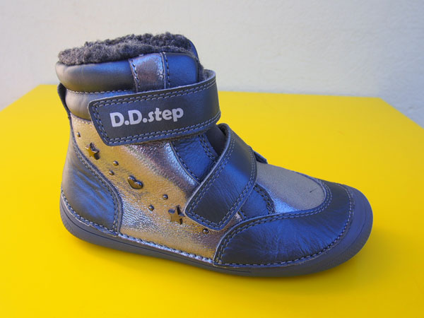 Detské kožené zimné topánky D.D.Step W063 - 798 dark grey BAREFOOT