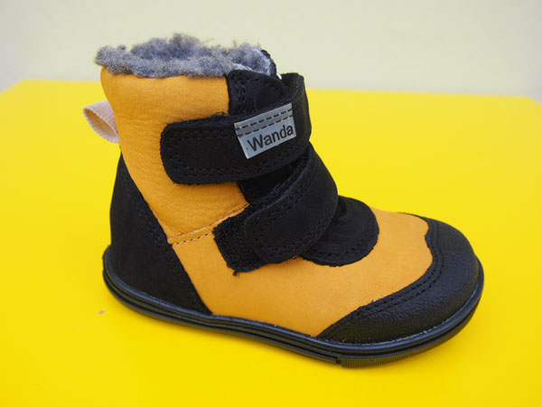 Detské kožené zimné topánky Wanda 607660 čiernožltá