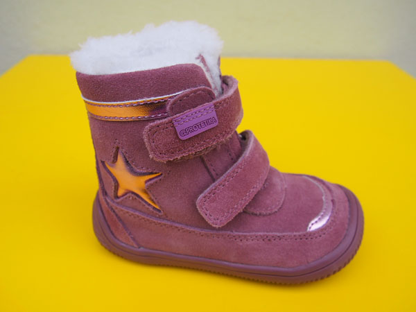 Detské kožené zimné topánky Protetika - Linet pink BAREFOOT