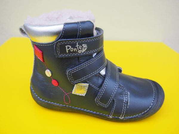 Detské kožené zimné topánky Ponté DA03-1-178 black