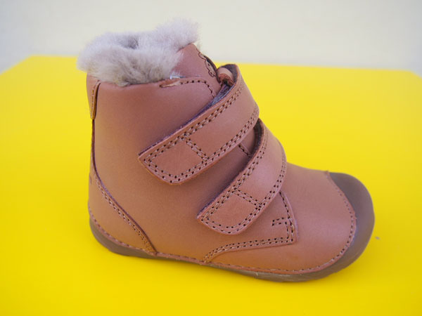 Detské kožené zimné topánky Bundgaard BG303258DG Cognac BAREFOOT