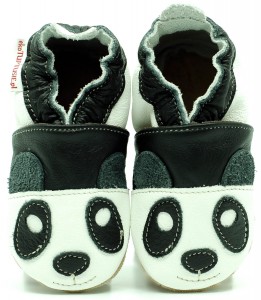Detské kožené capačky Fiorino ekoTuptusie - panda