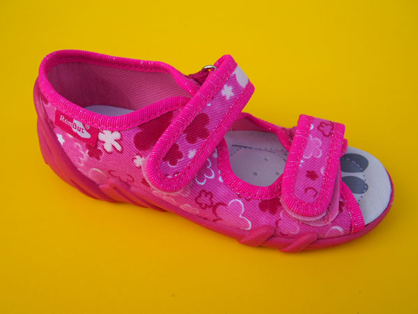Detské papučky Renbut - ružové s kvietkami ORTO