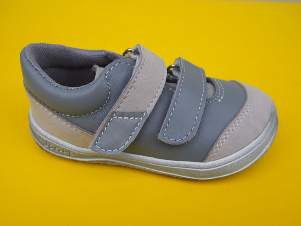 Detské kožené topánky Jonap - B22 mv šedá BAREFOOT