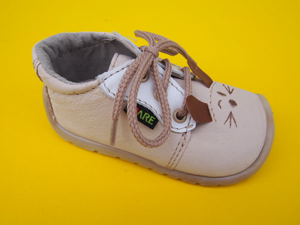 Detské kožené topánočky Fare Bare 5012282 bežové zajko BAREFOOT