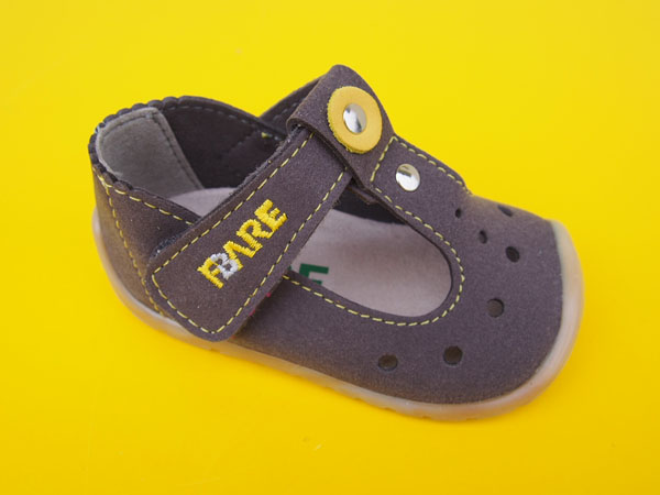 Detské sandálky Fare Bare 5062461 šedé sandálky s krúžkami BAREFOOT