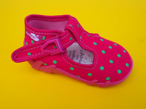 Detské papučky Renbut - ružové so zelenými bodkami ORTO