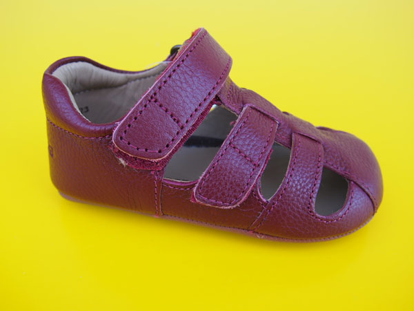 Detské kožené sandálky Bundgaard BG601047 Dark Red BAREFOOT