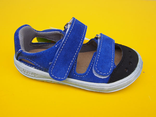 Detské kožené sandálky Jonap - Fella modrá BAREFOOT
