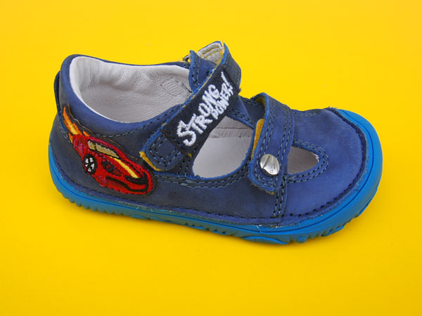 Detské kožené sandálky H073 - 384 royal blue BAREFOOT