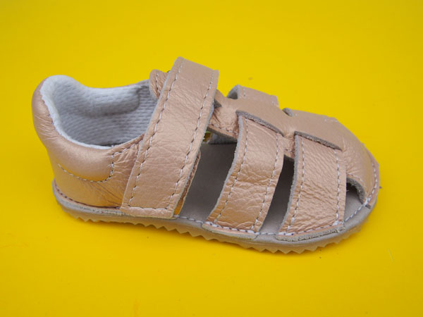 Detské kožené sandálky Jonap - Zula zlatá BAREFOOT