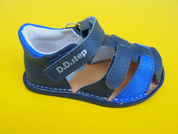 Detské kožené sandálky D.D.Step G076 - 382D royal blue BAREFOOT