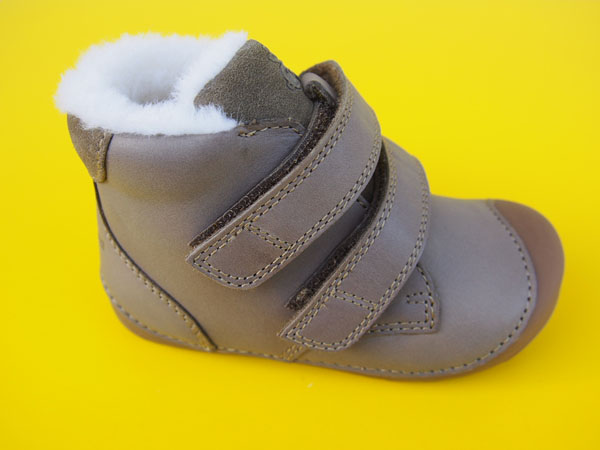 Detské kožené zimné topánky Bundgaard BG303201DG Army BAREFOOT
