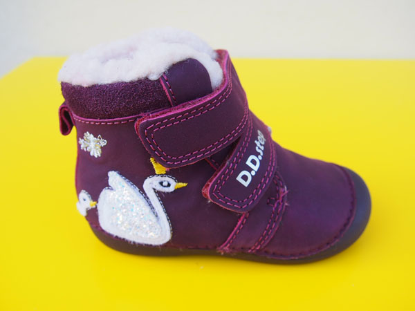 Detské kožené zimné topánky D.D.Step W015 - 341 raspberry 