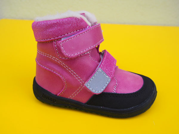 Detské kožené zimné topánky Jonap - Falco ružová BAREFOOT