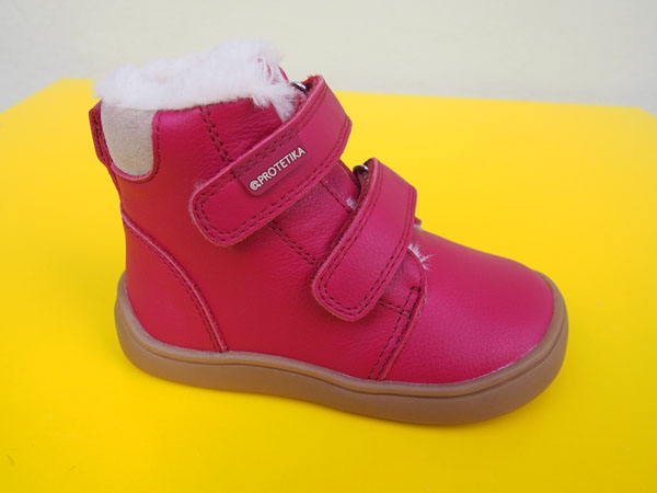 Detské kožené zimné topánky Protetika - Deny fuxia BAREFOOT