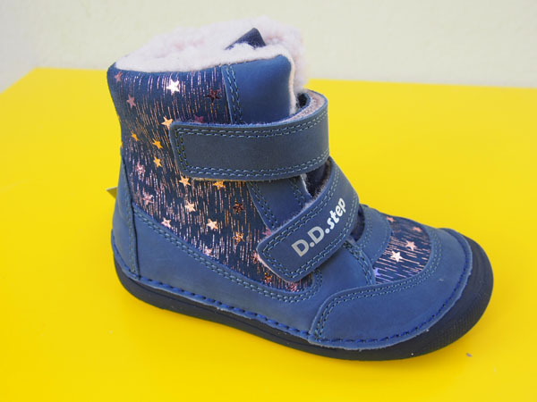 Detské kožené zimné topánky D.D.Step W063 - 333A royal blue BAREFOOT