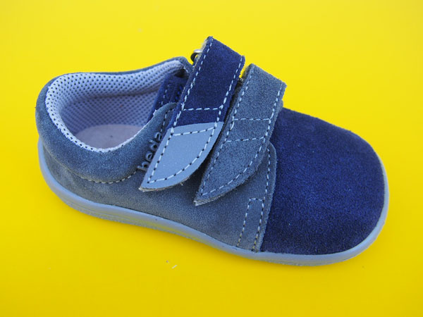 Detské kožené topánky Beda - Danny modré BAREFOOT