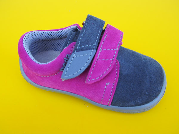 Detské kožené topánky Beda - Rebecca šedoružové BAREFOOT