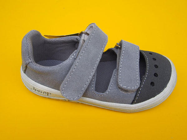 Detské kožené sandálky Jonap - Fella svetlošedá BAREFOOT
