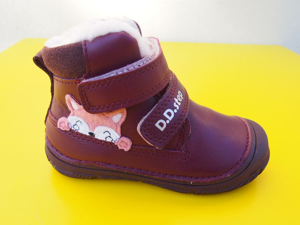 Detské kožené zimné topánky D.D.Step W082 - 42774A raspberry