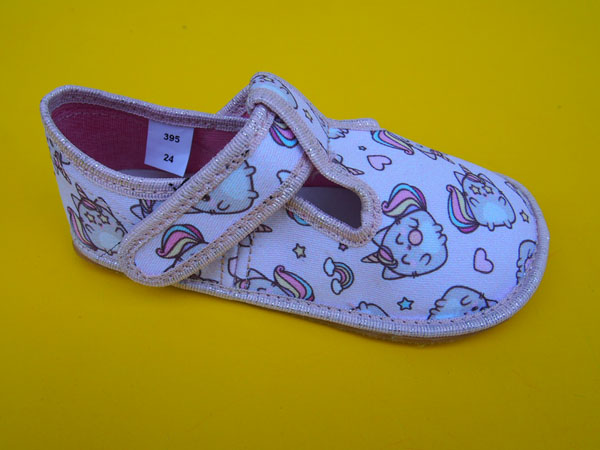 Detské barefoot papučky EF - jednorožec BAREFOOT